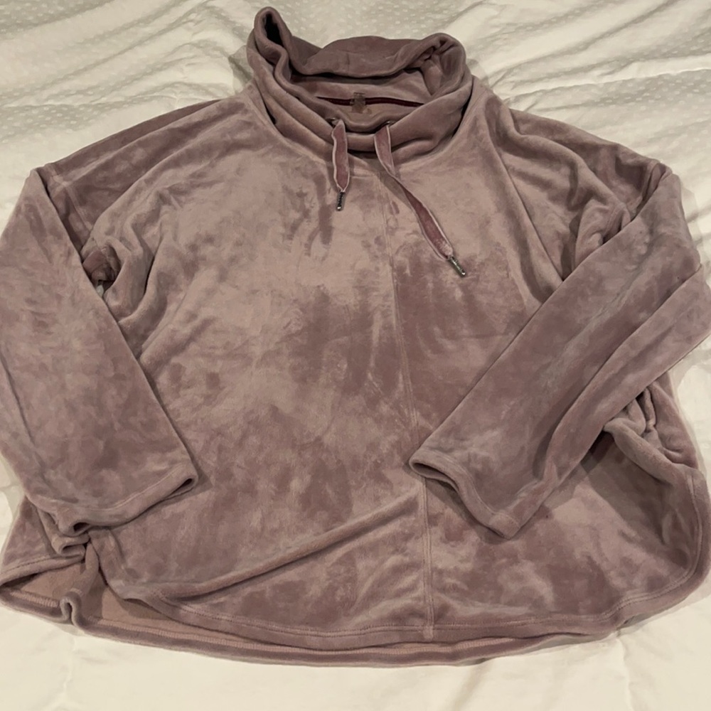 Calvin Klein velour sweater in lavender. Very cozy warm a few times.
